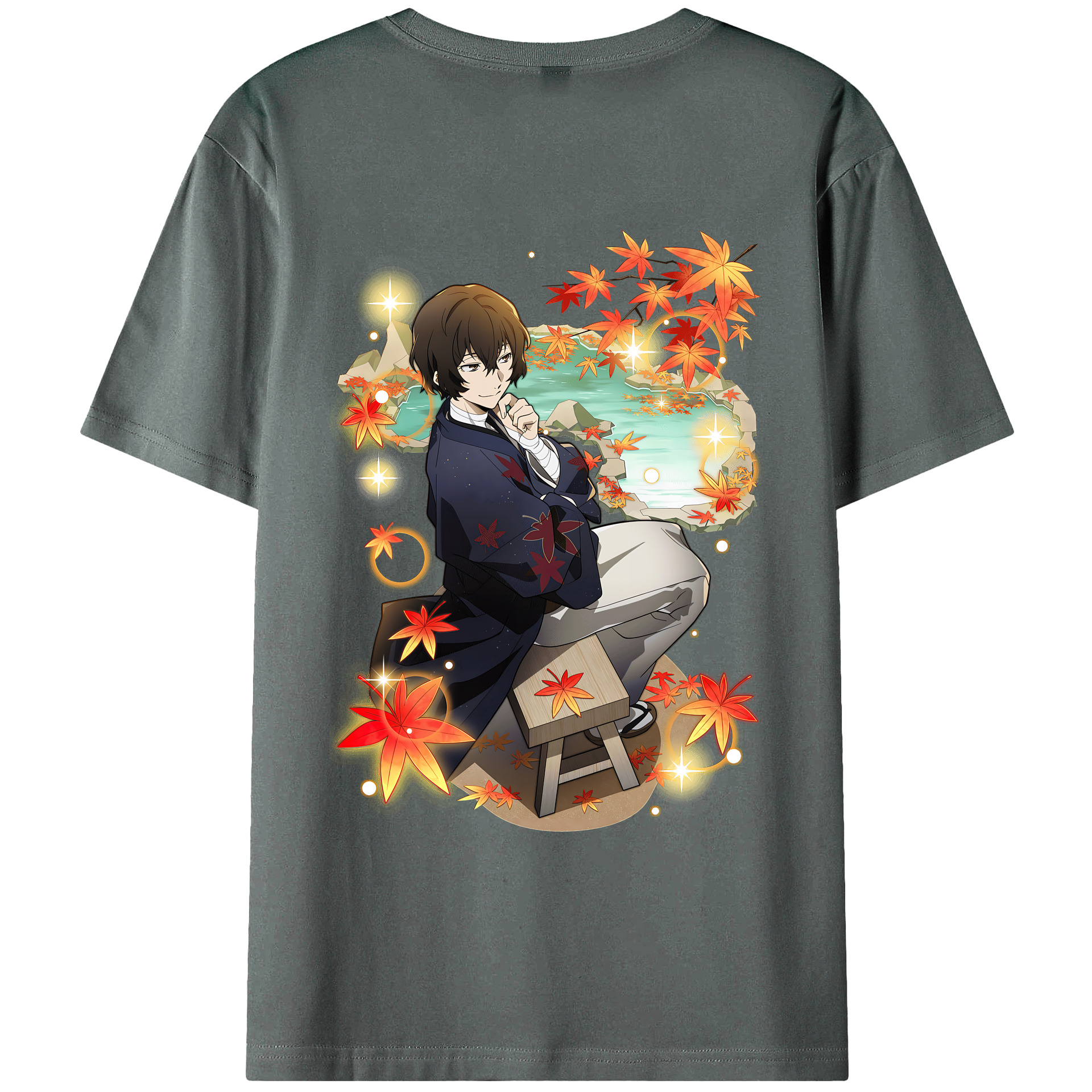 （画像用） 文豪ストレイドッグス Bungo Stray Dogs 綿100％ メンズ半袖Tシャツ（バックプリント） 通気性